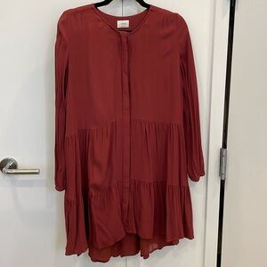 Aritzia Wilfred dark orange burnt red smock dress size small